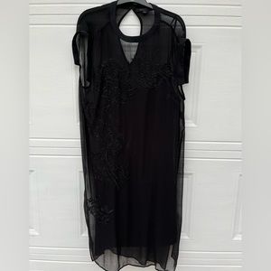 All Saints Chiffon Black Embroidered Dress 10